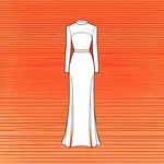 floor-length orange to red gradient gown image